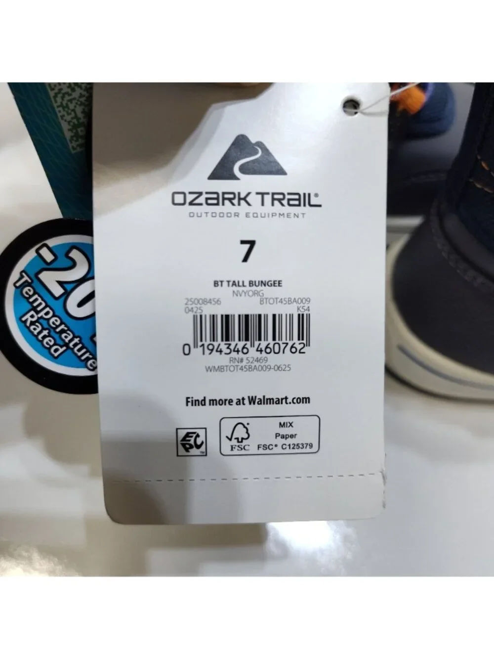 Ozark Trail Tall Bungee Waterproof Snow Boots Rated To -20°F Toddler Boys Size 7